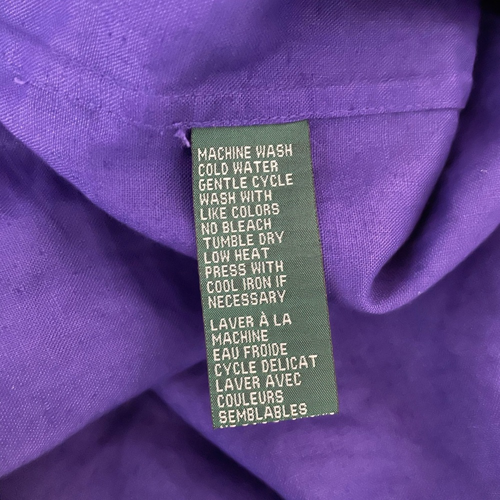 Ralph Lauren NEW Women's Button Down Blouse Size 6 Purple 100% Linen Long Sleeve - Picture 5 of 5